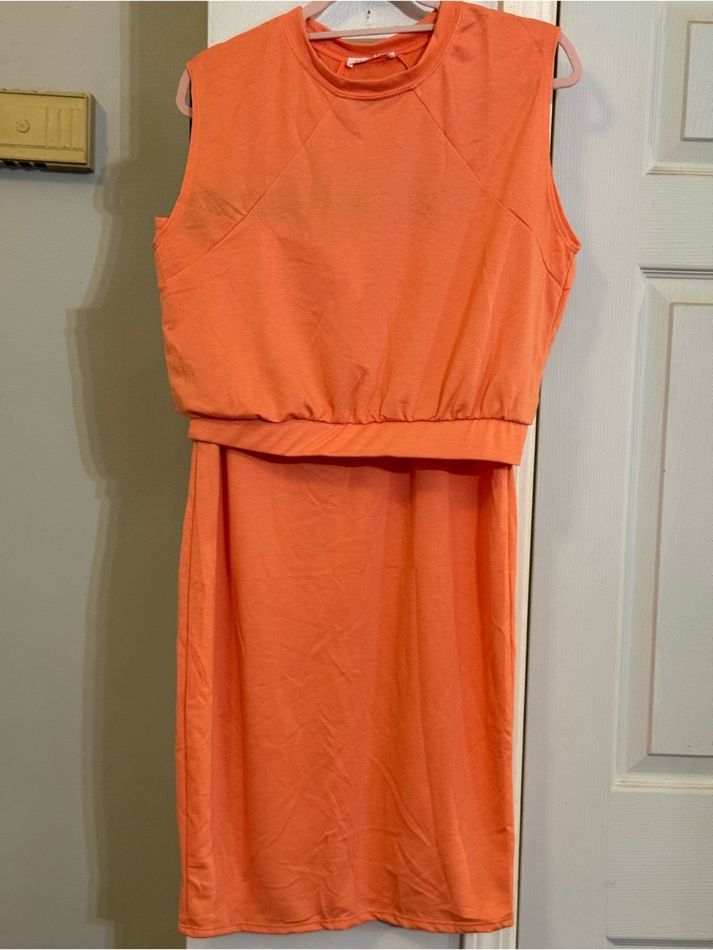 NEW TheMogan Sleeveless Orange Shirt and Skirt Set Sz XL